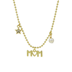 Collana con Ciondolo a Forma di Stella con Scritta LOVE MAMA MOM in Zirconi, Placcata in Oro 18K, Regalo di Moda per la Festa della Mamma - Product Image 5