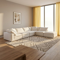 Ensemble de canapés modernes de luxe blancs, sur mesure, en tissu, en forme de L, modulaires, pour salon, directement de l'usine de meubles