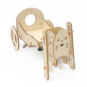 Chariot <span class=keywords><strong>robot</strong></span> électrique à traction fait à la main pour enfant, matériel de bricolage pour élèves de primaire, science, modèle intellectuel, jouets, éducation - Product Image 1