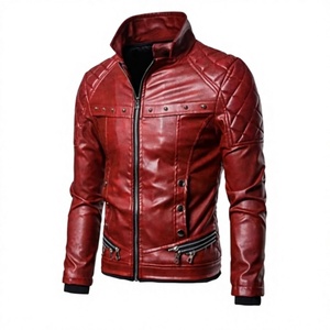 Unisex BS International Winter Fashionable Waterproof Windproof Breathable Regular Leather Racer <b>Jacket</b> <b>Canvas</b> Mandarin Collar - Product Image 2