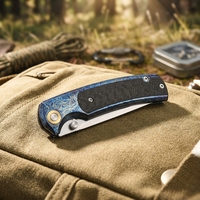 Couteau pliant en alliage de titane avec logo personnalisé PioneerEDC, couteau de luxe à ouverture par gravité, couteau pliable d'extérieur en titane avec clip de poche