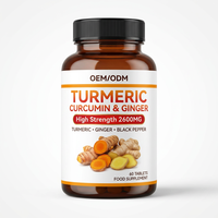Complément alimentaire pour les articulations à base de curcuma et de curcumine, marque privée OEM ODM, extrait de gingembre végétalien, pour adultes, 60 comprimés, mobilité des articulations