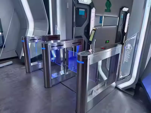 Kênh rào cản Swipe thẻ RFID kiểm soát truy cập sang trọng thép không gỉ Swing <span class=keywords><strong>turnstile</strong></span> cổng cho người đi bộ IP54 bảo vệ cho khách sạn - Product Image 4