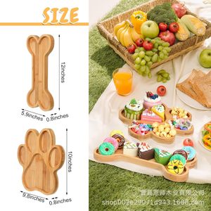 Bandeja de servir de bambú con forma de hueso y pata de perro, plato de madera maciza para aperitivos, regalo para fiestas infantiles - Product Image 2