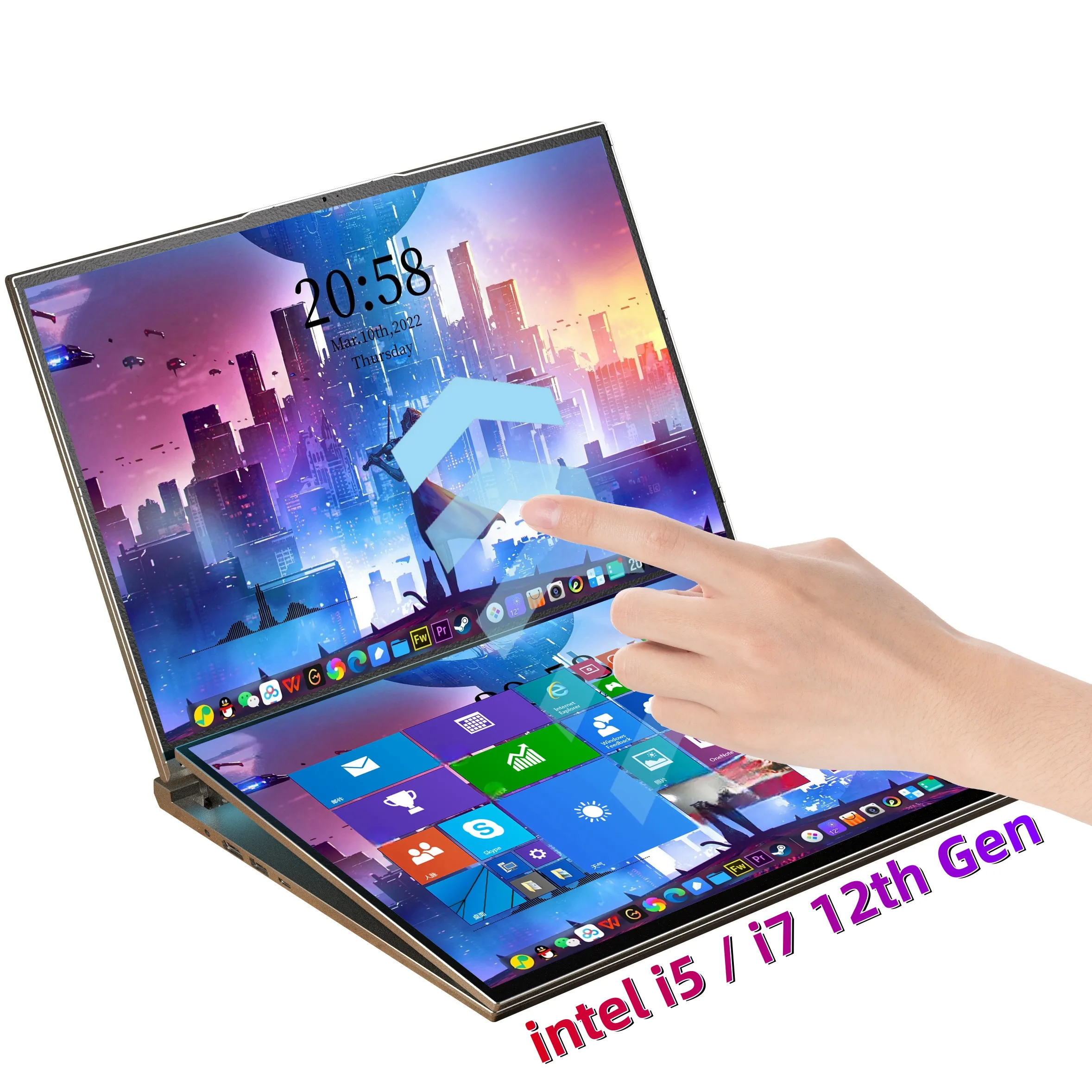 2024 16 pouces intel core i5 i7 12th Gen ordinateur portable d'affaires Double écran tout neuf 12 cœurs 16 fils ordinateur portable tactile à double écran