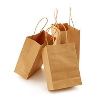 Sac en papier kraft brun personnalisé avec logo, poignées et impression intégrale, idéal pour les boutiques de cadeaux de luxe, fabriqué à partir de papier kraft recyclé