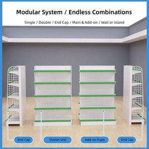 Estante de Exhibición Resistente para Supermercado y Tienda Minorista, Panel Plano Blanco Leche, Metal Q235 - Product Image 5