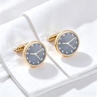 JINJIE Kancing Manset Mewah Desain Jam Bulat Berlapis Emas untuk Pria, Cocok untuk Hadiah Bisnis dan Pernikahan