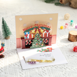 Custom Printing logo Words 3d Pop up Christmas Greeting Card with Envelope - Product Image 2