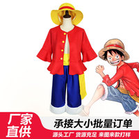 Disfraz de Cosplay de One Piece Luffy, Conjunto de Sombrero de Paja, Chaqueta Roja, Pantalones Azules, Calcetines Blancos, Sombrero Amarillo, Tallas SMLXLXXL, Anime, Actuación en Escenario