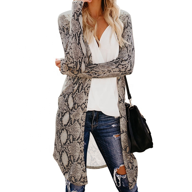 New Girl's Popcorn Feminin Cardigans Al Por Mayor Girls Crochet Camouflage Snakeskin Leopard Cardigan