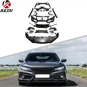 2020 Type-R Carbon Look Style Phía Trước Môi Phía Sau Bộ Khuếch Tán Bên Hông Bộ Thông Hơi Thân Xe Cho HONDA CIVIC 2020-2022