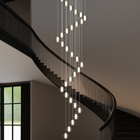 Lustre LED en verre en forme de globe, escalier en spirale, luminaire suspendu multi-grossesurs, lustre architectural pour hall à plafond haut