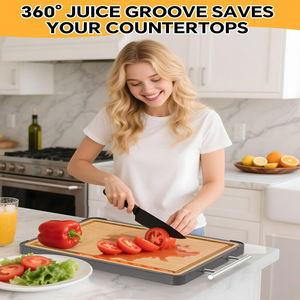 Bamboo Double-Sided Cutting Board 1.35Cm Thick Anti-Bacterial Anti-Slip Rectangle Chopping Block - Product Image 3