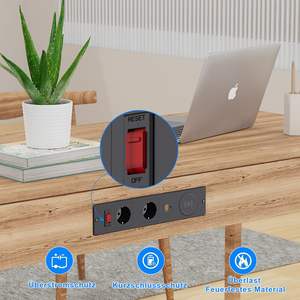 Enchufe de escritorio industrial empotrado de fábrica con cargador inalámbrico integrado, regleta de 2 tomas con interruptor, oculto para muebles - Product Image 5