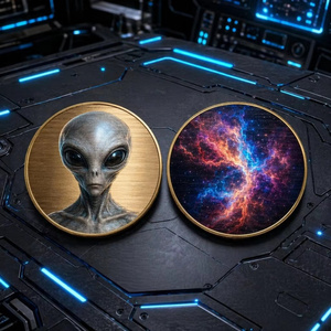 Ensemble <span class=keywords><strong>de</strong></span> pièces <span class=keywords><strong>de</strong></span> monnaie rondes en métal doré, thème science-fiction, extraterrestre, Ovni, espace, <span class=keywords><strong>nébuleuse</strong></span>, commémoratif, artistique, souvenir, cadeau - Product Image 5