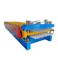 Machine de formage à froid de tuiles de toiture en acier trapézoïdales doubles avec commande PLC pour la construction