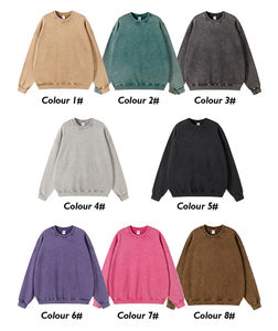 420GSM 100% algodón lavado ácido sudadera en blanco peso pesado Vintage Oversized Unisex algodón cuello redondo sudadera - Product Image 6