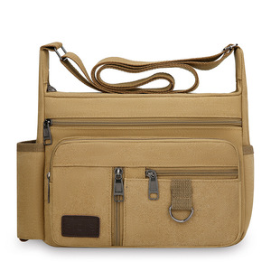 Hot selling <b>Large</b> Capacity Men <b>Canvas</b> <b>Bag</b> New Minimal Casual Shoulder Crossbody <b>Bag</b> with Water Bottle Pocket for Travel - Product Image 1