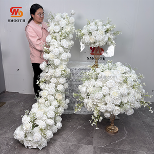 LEDA Party Event Handmade Elegant Rose Silk Flower Centerpiece <b>Long</b> Flower <b>Runner</b> for Wedding - Product Image 4