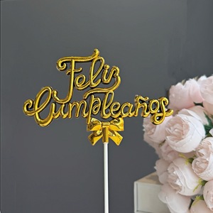 Décoration de gâteau 3D Joyeux Anniversaire en Acrylique Bleu avec Couronne Espagnole, Thème Miel et Douceur, Fournitures pour Fête d'Anniversaire - Product Image 4