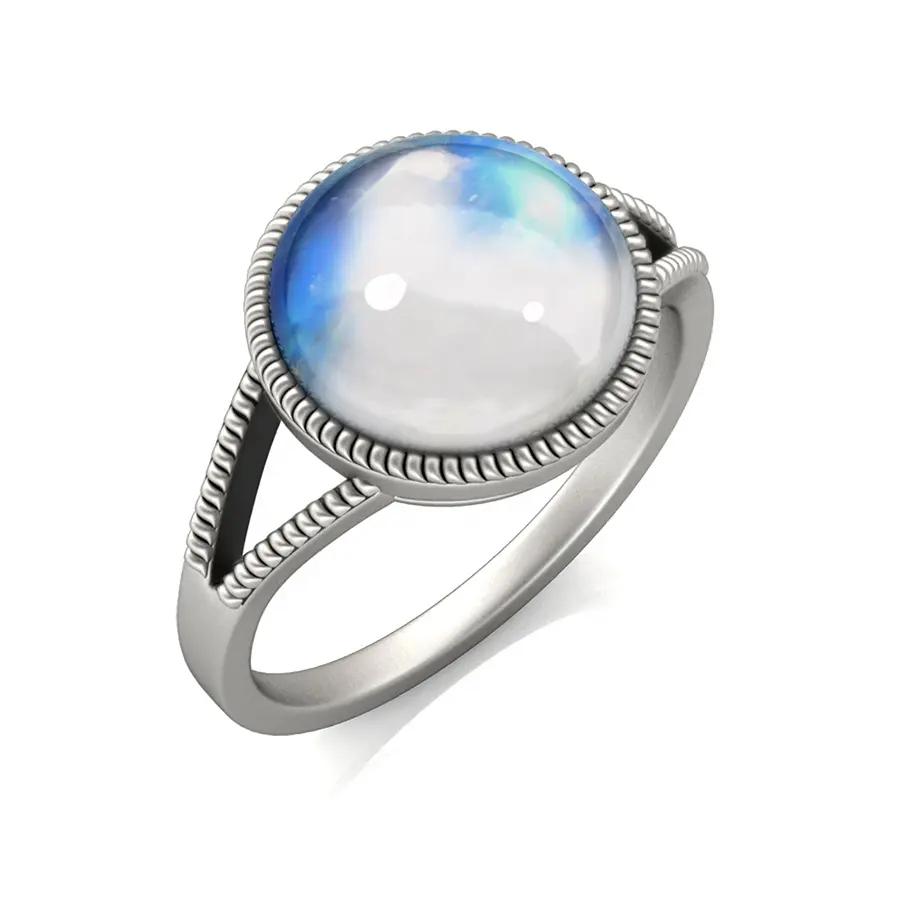 Destiny Jewellery New Moon Magic Gemstone Jewelry 2021 Colorful Rainbow Moonstone Twisted Ring For Women
