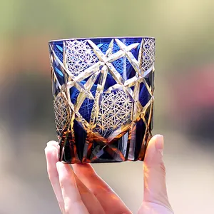 新到流行威士忌酒杯手工雕刻外壳玻璃，用于婚礼家庭和派对，带礼品盒