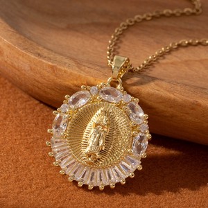 Collar con Colgante de Bambú y Circones, Estilo Retro Elegante, Cadena de Cobre, Joyería Cristiana Deportiva para Mujer - Product Image 4