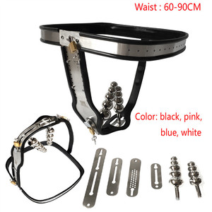 Cinto de castidade ajustável BDSM em aço inoxidável com gel de sílica macio colorido, cinto de castidade feminino com plugue anal, calças de bondage. - Product Image 6
