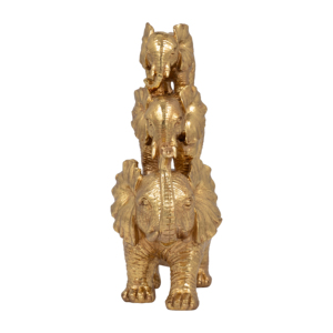 Sculpture d'éléphant empilé avec détail de trompe surélevée pour la décoration intérieure, les ornements de salle de bain, le bureau, la salle de séjour - Product Image 3