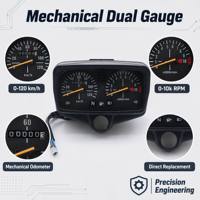 Alat Pengukur Kecepatan dan Putaran Mesin Sepeda Motor Mekanis Dual Dial 0-120km/jam 10k RPM Pengganti Panel Instrumen