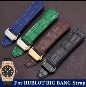 Reloj de cuero genuino patrón de cocodrilo pegamento correas de goma de silicona a prueba de agua para <span class=keywords><strong>Hublot</strong></span> Big Ban GSeries correas de reloj 25*19mm - Product Image 2