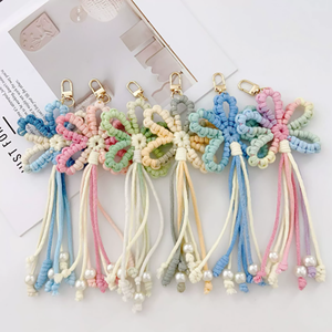Yy Đầy Màu Sắc Phổ Biến Dệt Tay Hoa Tua Túi Mặt Dây Chuyền Phong Cách Mục Vụ Sáng Tạo Xe Móc Khóa Quà Tặng Thủ Công - Product Image 1