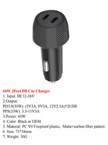 อะแดปเตอร์ที่ชาร์จในรถ36W ที่ชาร์จโทรศัพท์ในรถแบบ USB คู่ QC3.0ที่จุดบุหรี่ - Product Image 4