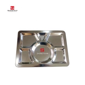 Plato de comida rápida grande de acero inoxidable, bandeja de servicio de 6 rejillas para cafetería - Product Image 1