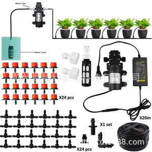 Système d'irrigation goutte à goutte 20M avec pompe 24 têtes pour l'arrosage, le refroidissement et l'humidification des jardins - Product Image 1