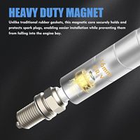 Clé à bougie magnétique à entraînement carré pivotant (16 mm) 5/8 po, à paroi mince, 12 points, extra longue, en acier CR-V, pour prise d'entraînement 3/8 po