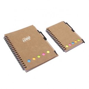 Spiral <b>Notebook</b> with Kraft Paper Cover, Pen Holder, Sticky Notes, Page Marker, Colored Index Tabs - Lined Notepad - Product Image 1