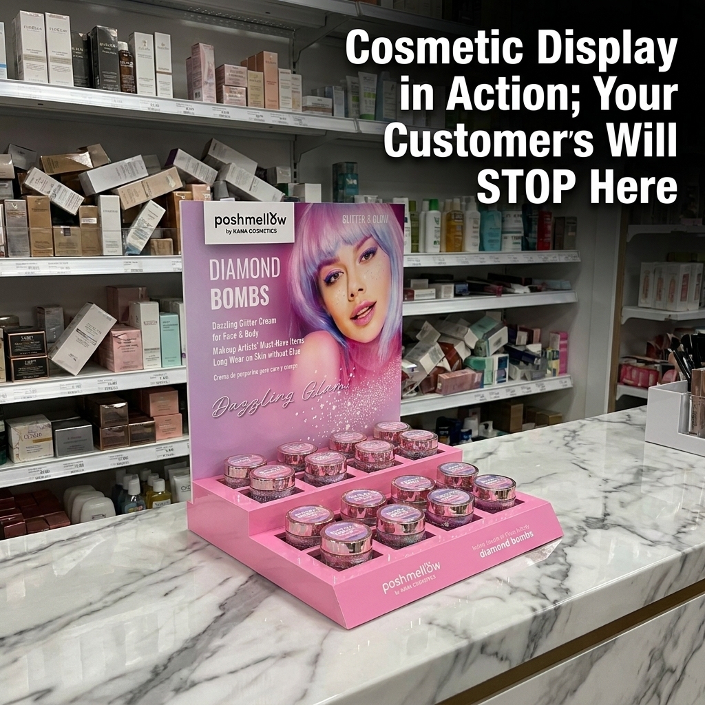 Wholesale Custom PVC Luxury Countertop Cosmetic Display Stand Skin Care Face Cream Body Cream Retail Beauty Display Rack Shop — view 2