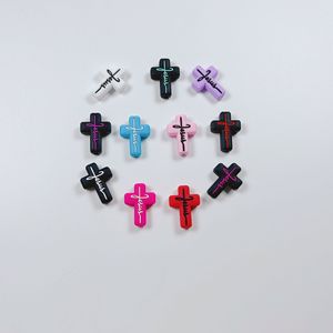 Cuentas de <span class=keywords><strong>silicona</strong></span> con forma de cruz de Jesús para pulseras DIY, cadenas de <span class=keywords><strong>chupete</strong></span> y soporte para bolígrafo - Product Image 4