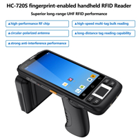 Lecteur-graveur RFID UHF portable HC-720S avec lecteur d'empreintes digitales, PDA Android, scanner de codes-barres 1D/2D pour la gestion confidentielle des actifs