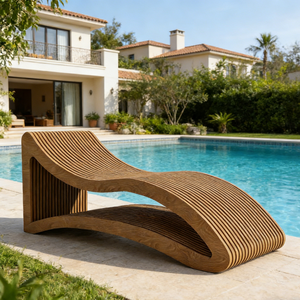 Silla de Descanso de Madera para Exteriores, Silla de Jardín, Silla de Descanso Nórdica para <span class=keywords><strong>Piscina</strong></span>, Playa, Resort, Villa - Product Image 3