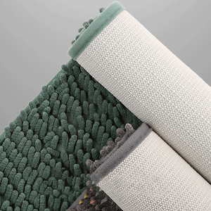 Tapis de salle de bain en microfibre de couleur unie, motif rayé, fabriqué à la machine pour salles de bain, chambres, entrées, cuisines - Product Image 6