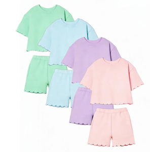 Conjunto de Ropa de Moda para Niñas Pequeñas de 2 Piezas, Camiseta de Manga Corta y Pantalones Cortos, Conjunto de Verano con Bordado Festoneado para Niñas de <span class=keywords><strong>10</strong></span> Años - Product Image 1