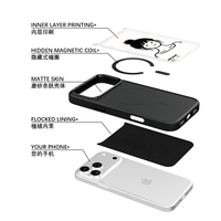 Coque de téléphone AG Feeling Black Edge avec motif grille pour iPhone 17, 17 Pro Max, 16 Pro, 15, 15 Pro Max – Coque magnétique