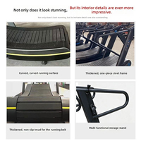 Tapis roulant commercial incurvé non motorisé, machine de course mécanique, surface en fibre de carbone en arc, sans assistance motorisée, pour usage en salle de sport