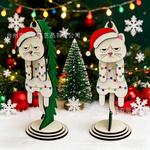 Adornos navideños de madera transfronterizos, decoraciones para árboles de Navidad, divertidos colgantes oscilantes - Product Image 5
