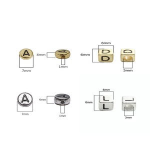 Acrylic English Alphabet Mixed Shapes Square &amp; Round Handmade DIY Bracelet Beads 50/<strong>Bag</strong> - Product Image 2
