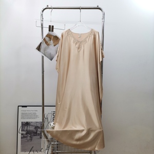 Pigiama estivo taglie forti da donna pigiama di seta ampia girocollo lunga camicia da <span class=keywords><strong>notte</strong></span> un pezzo Sexy tinta unita <span class=keywords><strong>in</strong></span> pizzo - Product Image 6