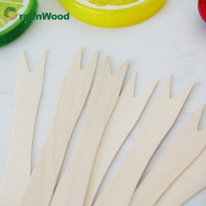 Prix d'usine, mini-fourchettes à apéritif biodégradables en bois, fourchettes en bambou à <span class=keywords><strong>2</strong></span> branches pour les chips et les fruits, <span class=keywords><strong>couverts</strong></span> jetables - Product Image 1